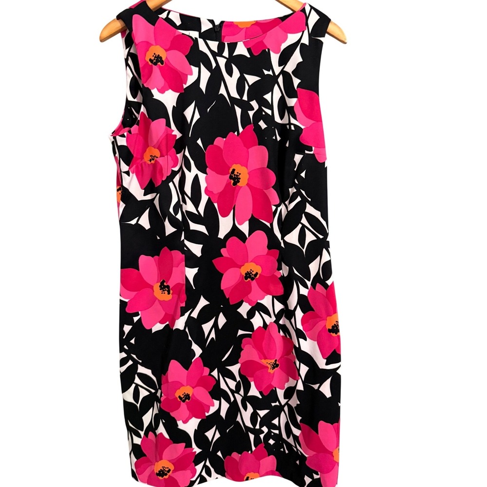 Kim Rogers Petite Sleeveless Floral Dress Pink Black‎ White Size 12